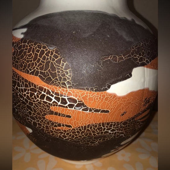 Midcentury Royal Haeger Modernist Orange Brown White Earth Wrap Pottery - Picture 4 of 9
